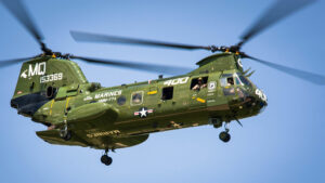 Marine CH-46 Sea Knight Helicopter in Flight
