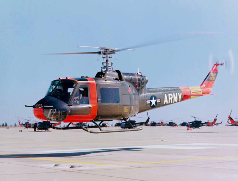 Bell UH-1A Helicopter in Flight