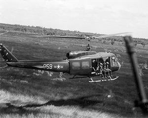 Huey Helicopter in Flying in Vietnam