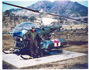 Korean War Medevac Pilot and his helicopter